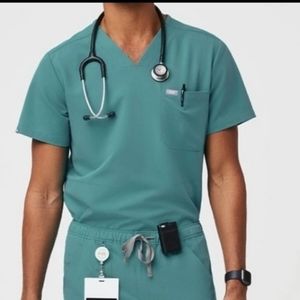 FIGS Leon 2 pocket scrub shirt HYDROGREEN